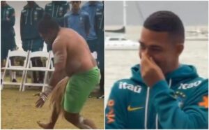 Brasile, i giocatori ridono durante rito indigeno prima della sfida con l’Australia: cos’è successo