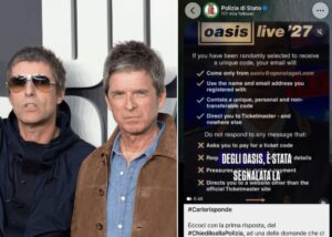 Oasis in Italia, Polizia avverte: “Attenzione a truffe online sui biglietti”